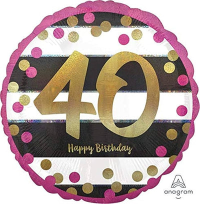 Foil Balloon 18" 40th Pink &amp; Gold image 0