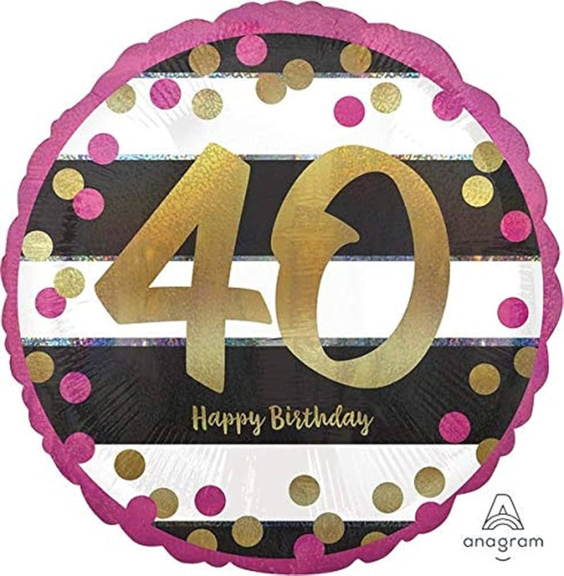 Foil Balloon 18" 40th Pink &amp; Gold image 0