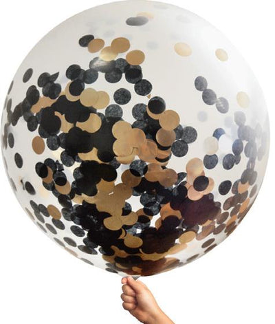 Uninflated - Large Single Confetti Balloon 90cm - Rose/black image 0