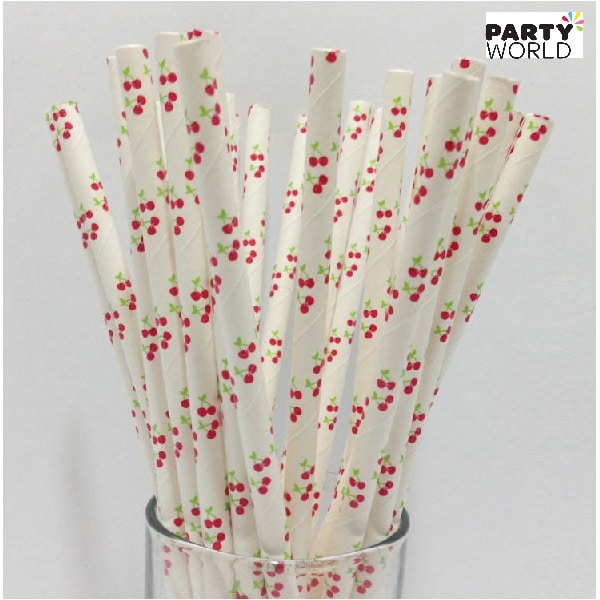 Cherry Print Straws (25)