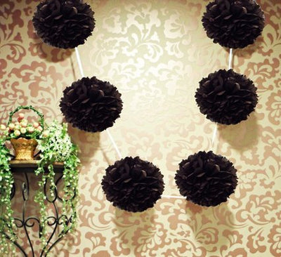 Tissue Pom-Pom Garland Black - 3 mtrs image 0