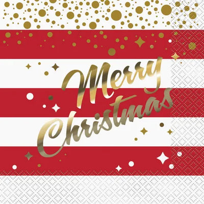 Merry Christmas Gold Sparkle Napkins 16pk image 0