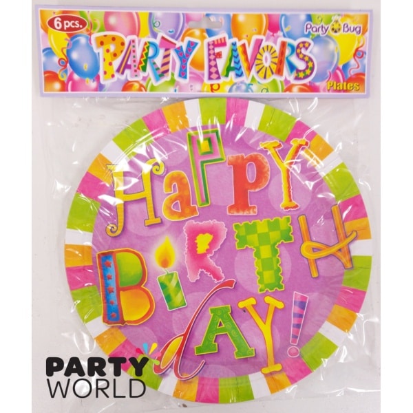 Birthday 22cm Round Paper Plates (16)