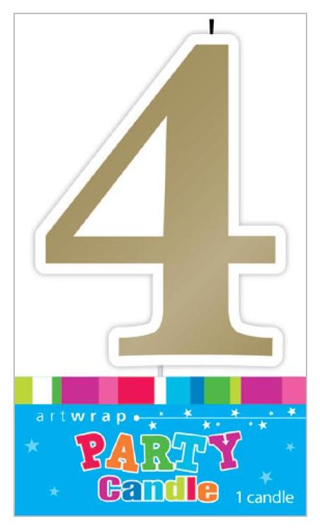 Candle Number 4 Gold image 0