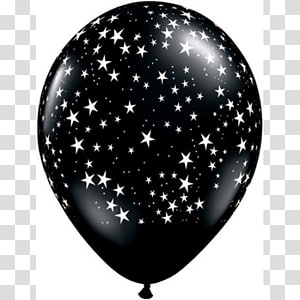 Uninflated - Balloon Single Black - White Stars