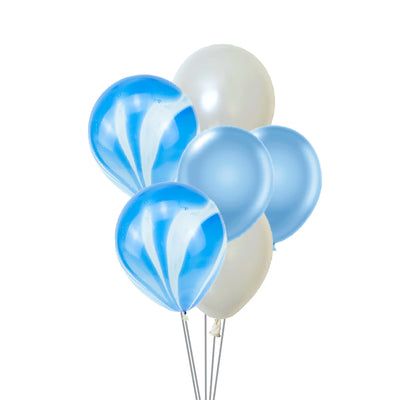Party Balloons 6pk - Blue Marble Mix