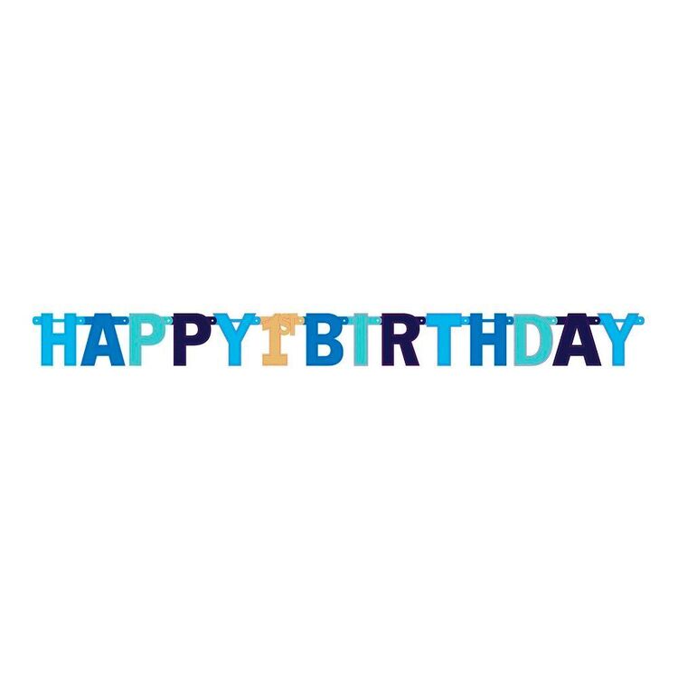 1st Birthday Jumbo Blue Foil Letter Banner Multicoloured