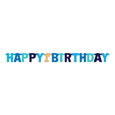 1st Birthday Jumbo Blue Foil Letter Banner Multicoloured
