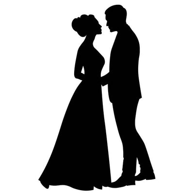 Scatter Confetti Bride and Groom Black