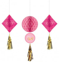 It's a Girl Honeycomb Decorations (3pk)