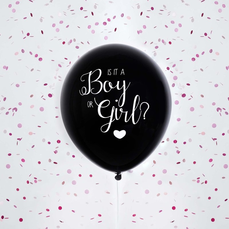 Baby Shower Black Gender Reveal 45cm Latex Balloon - Pink