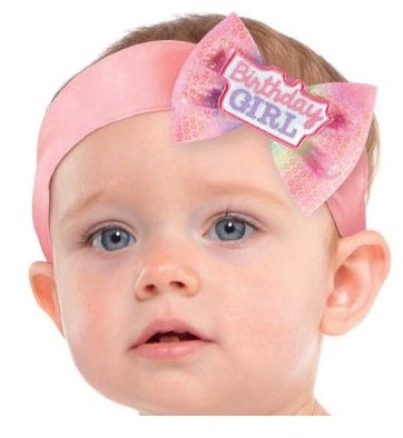 Birthday Girl Fabric Headband With Bow