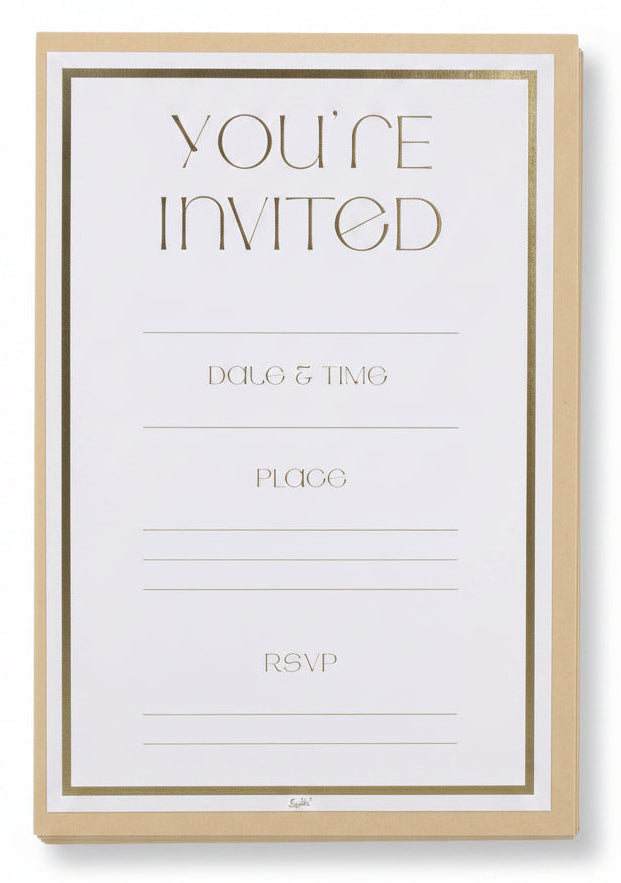 Gold And White Party Invitations (6pk)