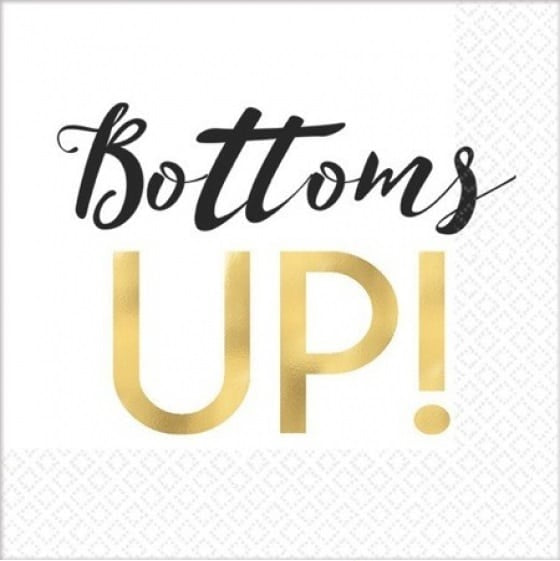Bottoms Up! Foil Hot Stamped Paper Beverage Napkins (16)
