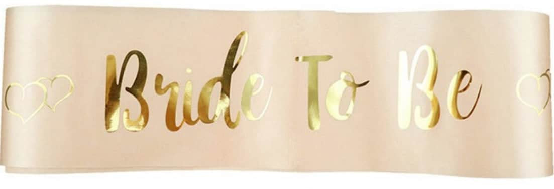 Bride To Be Sash - Foil Gold on Peach (with Hearts)