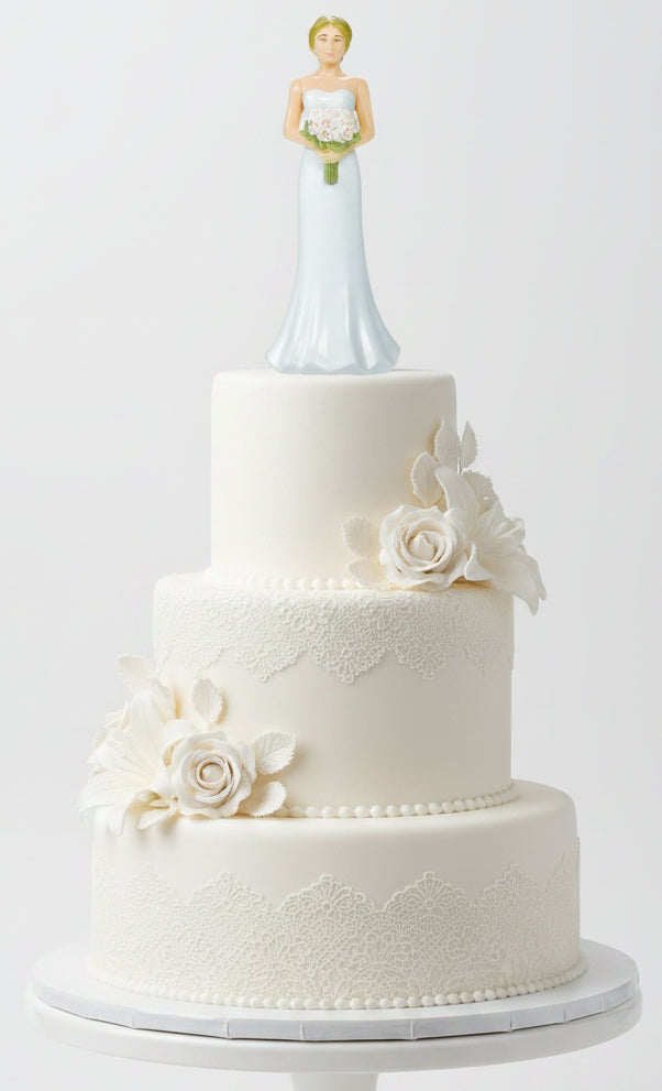 Bride Wedding Cake Topper With Flowers 10.4cm (Blonde)