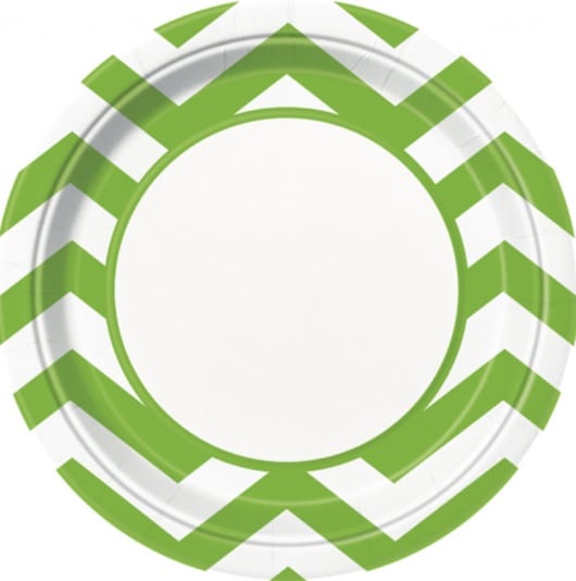 Green Chevron Paper Plates 17cm (8)