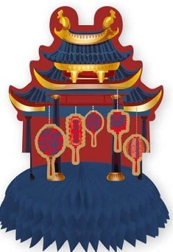 Two honeycomb Chinese New Year table centrepieces that open out into 3D shapes