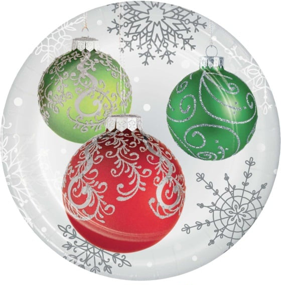 Christmas Elegant Ornaments 9in Paper Plates (8)