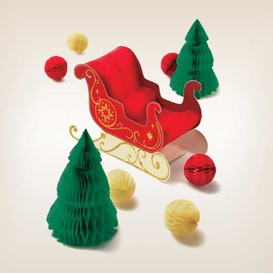 Christmas Sleigh Centrepiece With Trees Decor