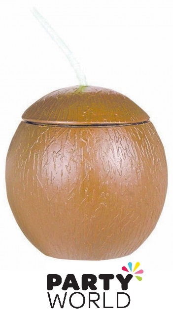 Coconut Shaped Cup with Straw - Plastic 532ml