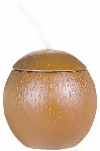Coconut Shaped Cup with Straw - Plastic 532ml