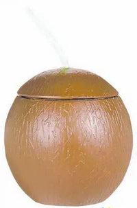 Coconut Shaped Cup with Straw - Plastic 532ml