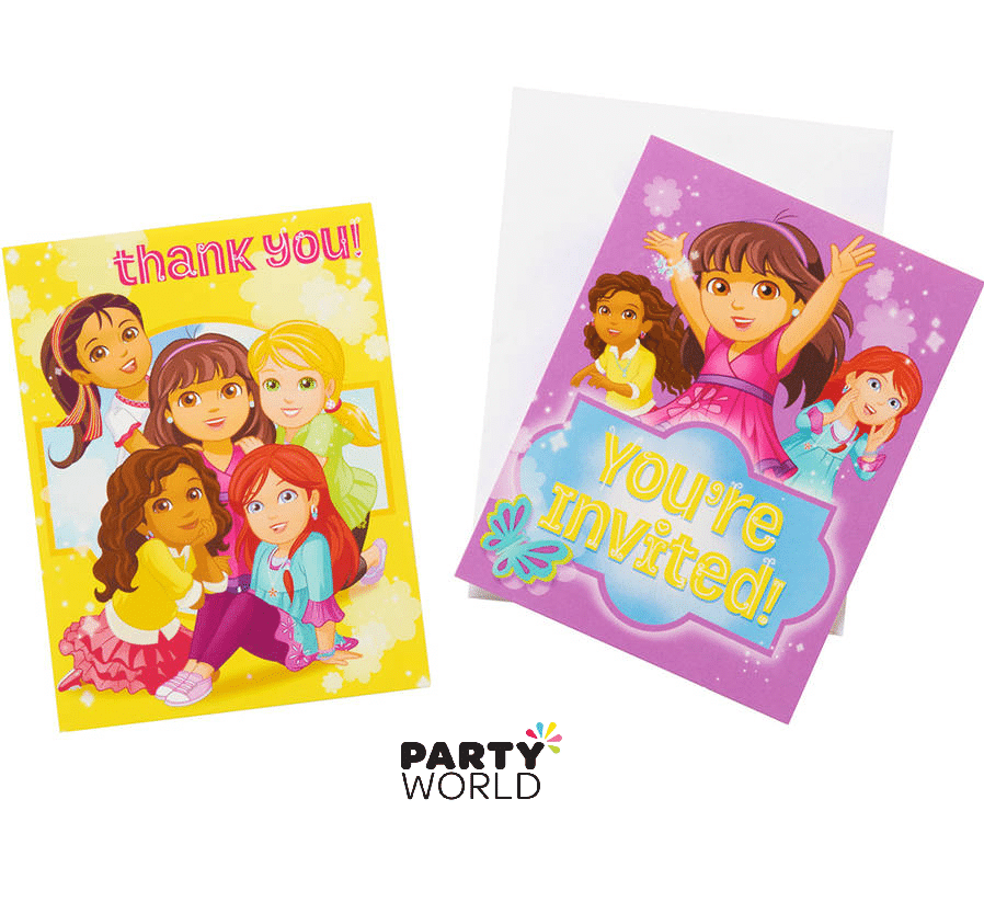 Dora and Friends Party Invitations & Thank You Cards (8pk)