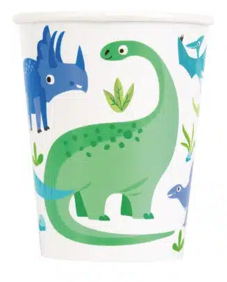 Dinosaur Party Green And Blue Paper 9oz Cups (8pk)