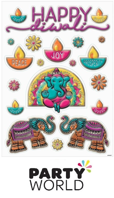 Diwali Party Foil Embossed Window Decorations (20pcs)