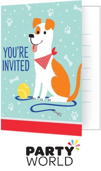Dog Party Invitations Foldover Style 10cm x 13cm (8)