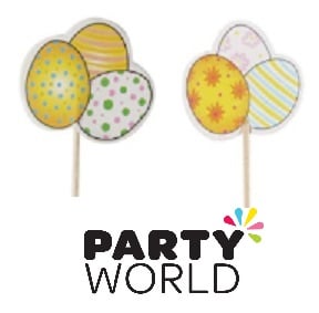 White Pom Pom Cup Cake Picks (12)
