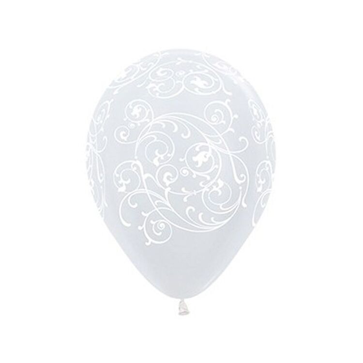Filigree print on a pearl finish 30cm latex balloon for weddings and anniversaries