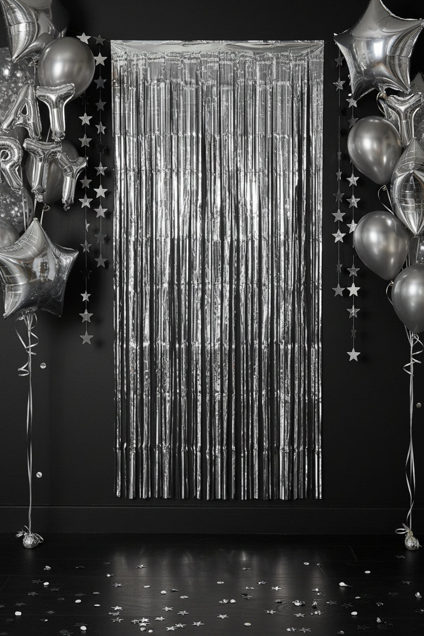 Foil Fringe Curtain Silver 910mm x 2.4m