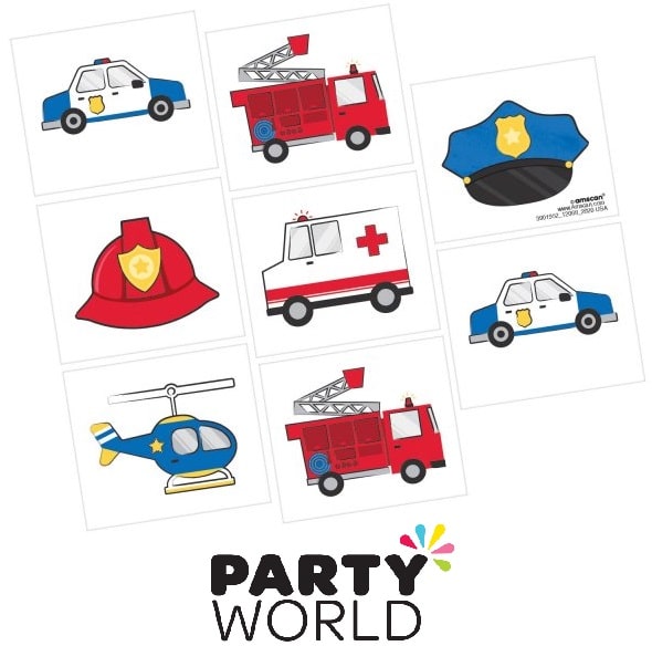 First Responders Party Temporary Tattoo Squares (8)