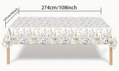 Floral Party Plastic Rectangular Tablecover