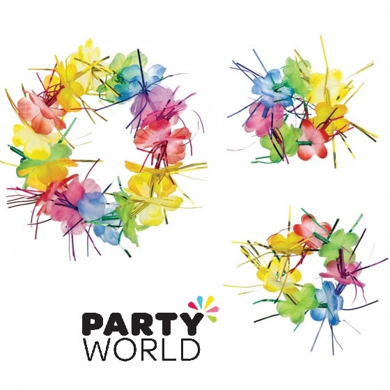 Flower Lei Rainbow Tinsel Headband And Wristlets (3pcs)