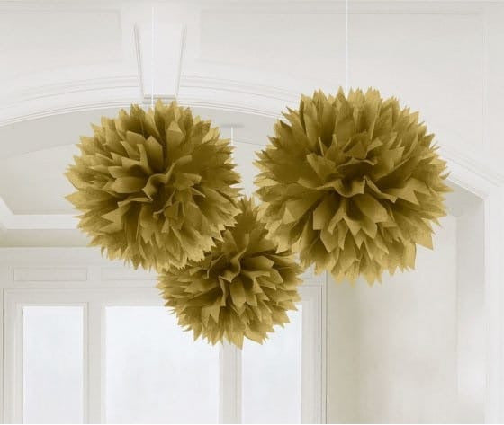 Fluffy Tissue Party Decorations - Gold (3)