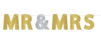 Mr &amp; Mrs Glitter Letter Banner