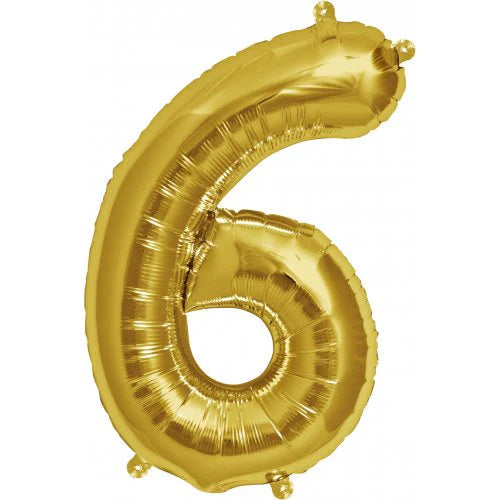 Gold Foil Number Balloon (35cm)14in -No. 6 (fill with air only)