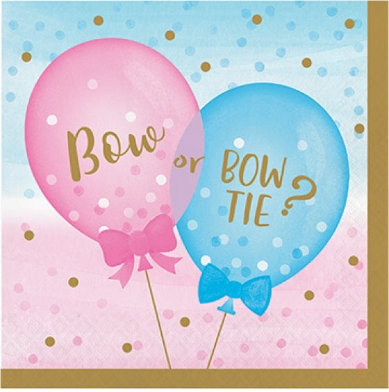 Gender Reveal Bow Or Bowtie Luncheon Napkins (16pk)