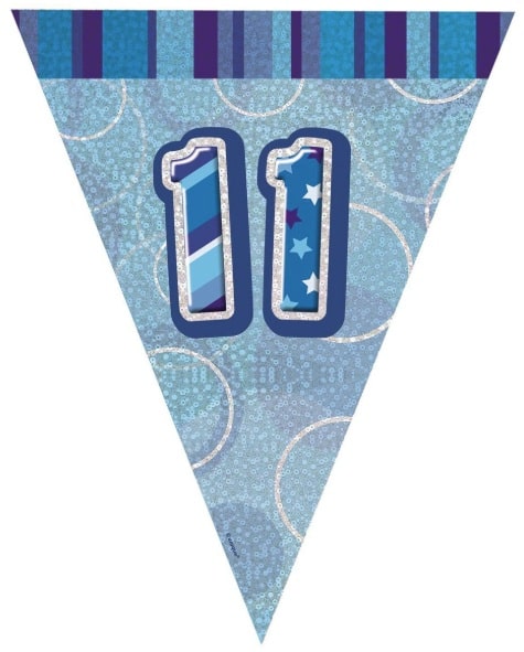 Glitz Birthday 11th Bunting Blue Silver