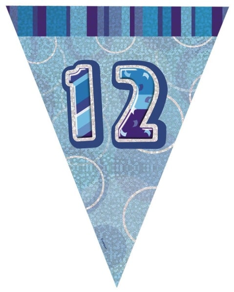 Glitz Birthday 12th Bunting Blue Silver