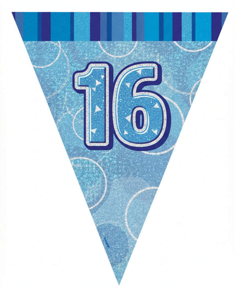 Happy 16th Birthday Blue Flag Banner (3.6m)