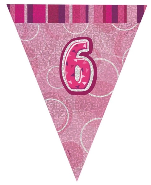 Glitz Birthday 60th Bunting Pink/Silver