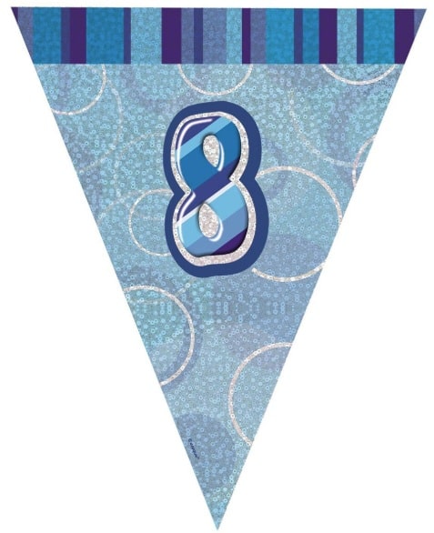 Glitz Birthday 8th Bunting Blue Silver