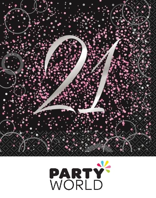 Glitz Pink 21st Luncheon Napkins (16)