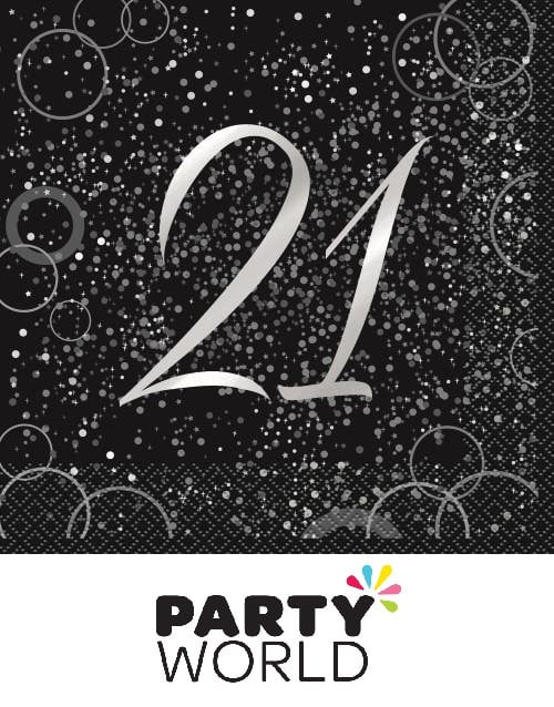 Glitz Silver 21st Luncheon Napkins (16)