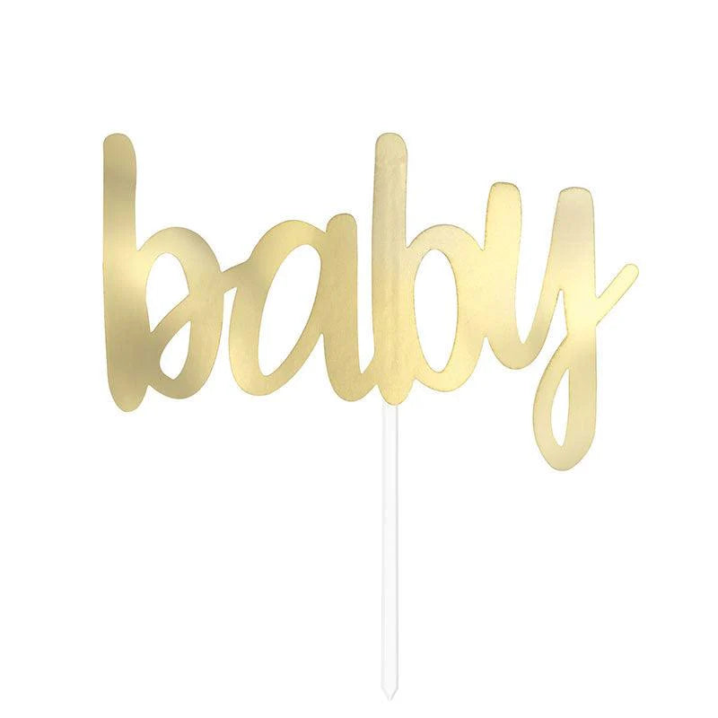 Baby Cardboard Cake Topper - Soft Gold