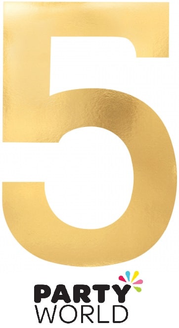 Gold Foil Cardboard Cutouts Number Five (6)